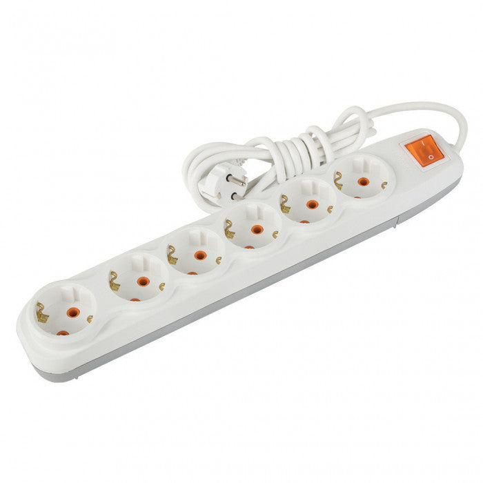Pikendusjuhe 6 pesaga lülitiga 2 m 3G1,0 mm² IP20 valge