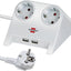 Lauapikendusjuhe 2 pesaga ja 2×USB 1,8 m H05VV-F 3G1,5 mm² IP20 valge