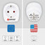 Reisiadapter USA pistik/europesa 16A 100-240V AC 50/60Hz 65W valge