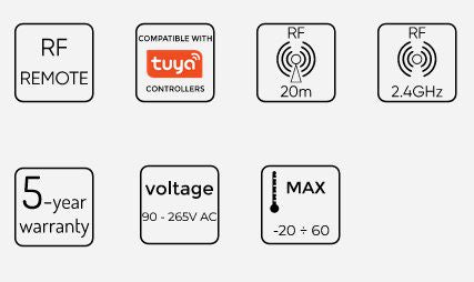 DIM/CCT LED-riba seinakontroller RF 2,4GHz valge