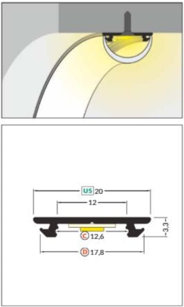 Painutatav LED-profiil TOPMET ARC12, anodeeritud alumiinium, 3 m