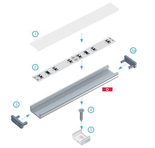 LED-profiil tüüp X, anodeeritud hõbedane, 1 m