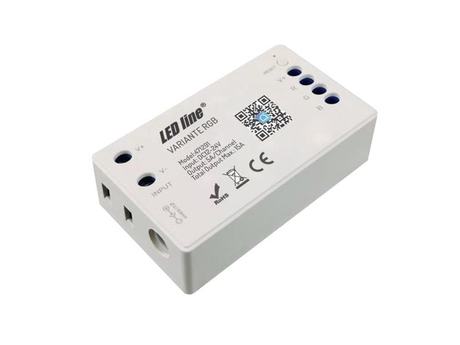 LED-kontroller 12–24 V, 3 × 5 A, Wi-Fi Tuya + RF
