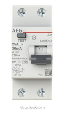 Rikkevoolukaitselüliti 2P 25A 30mA