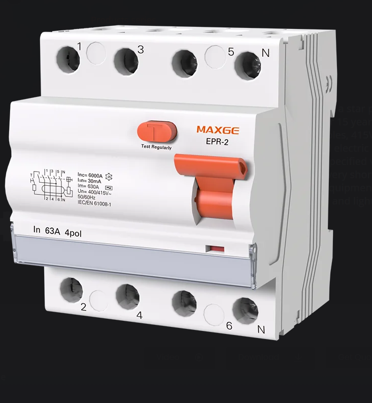 Rikkevoolukaitselüliti 4P (3P+N) 40A 6kA